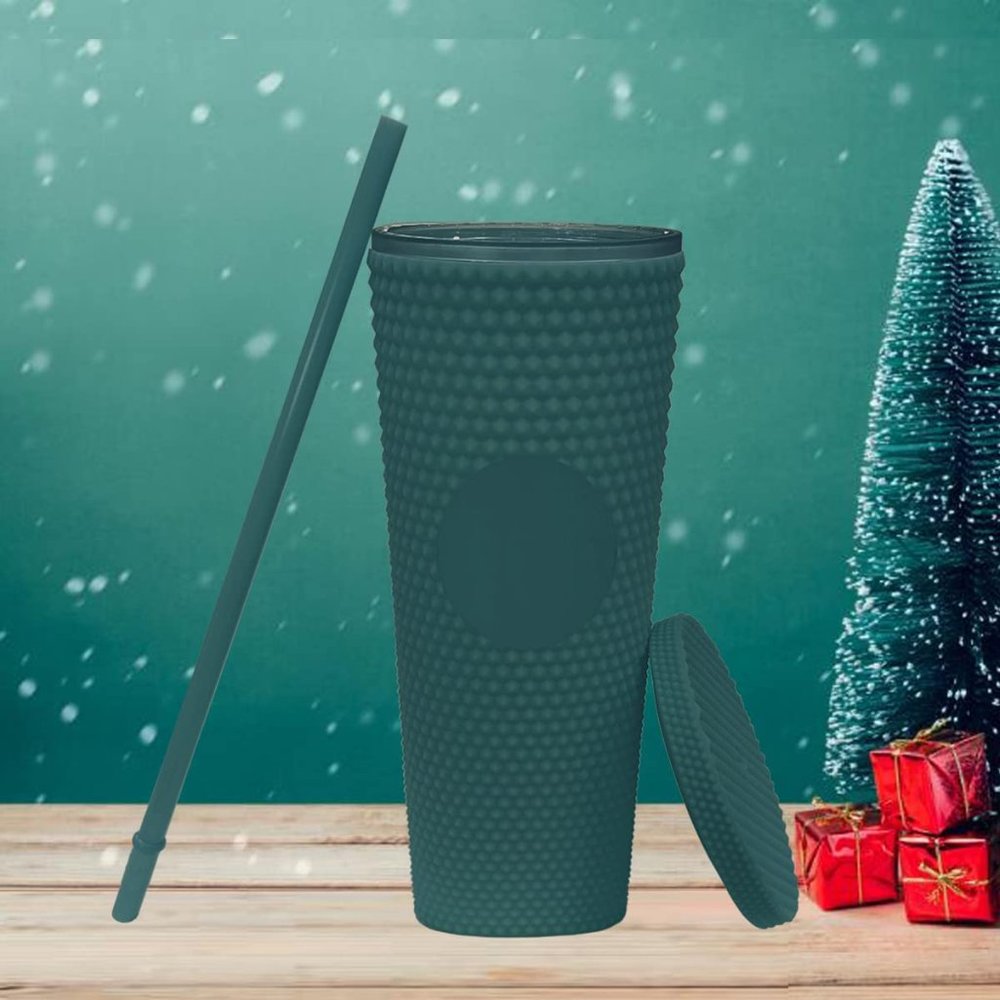 Rubberized Matte Hunter Green Studded Tumbler 24oz NEW